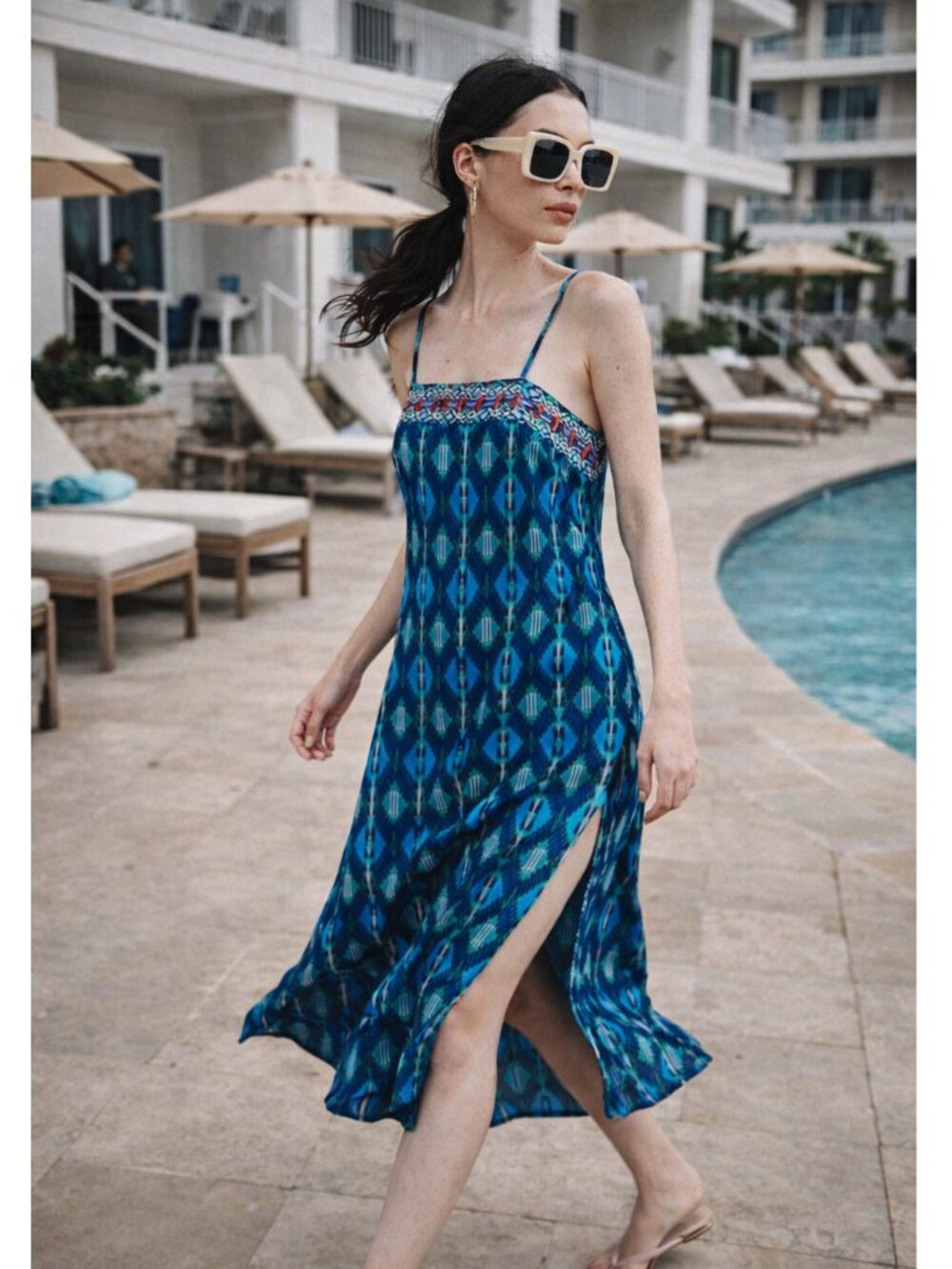 Figue Olatz Iznik Ikat-Print Long Cami Dress